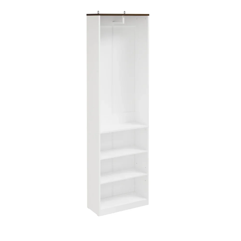 SoBuy KSB02-W offener Kleiderschrank schmal weiß mit Kleiderstange und 3 Fächern