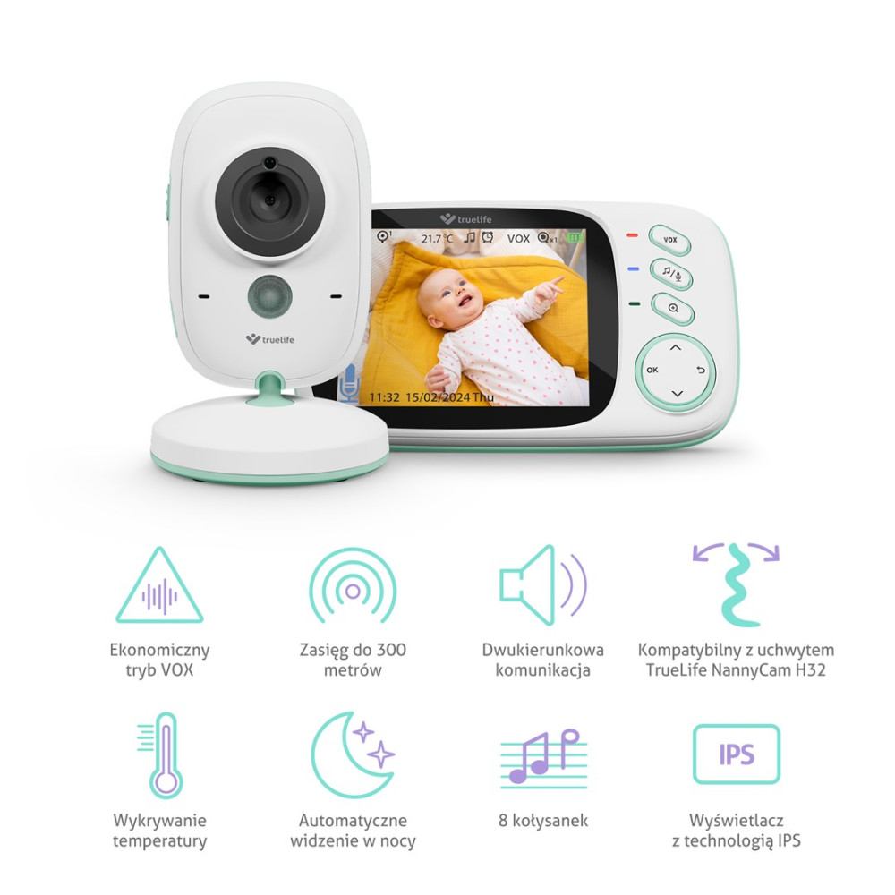 Truelife NannyCam H32 Pro Video-Babyphone mit Raumthermometer