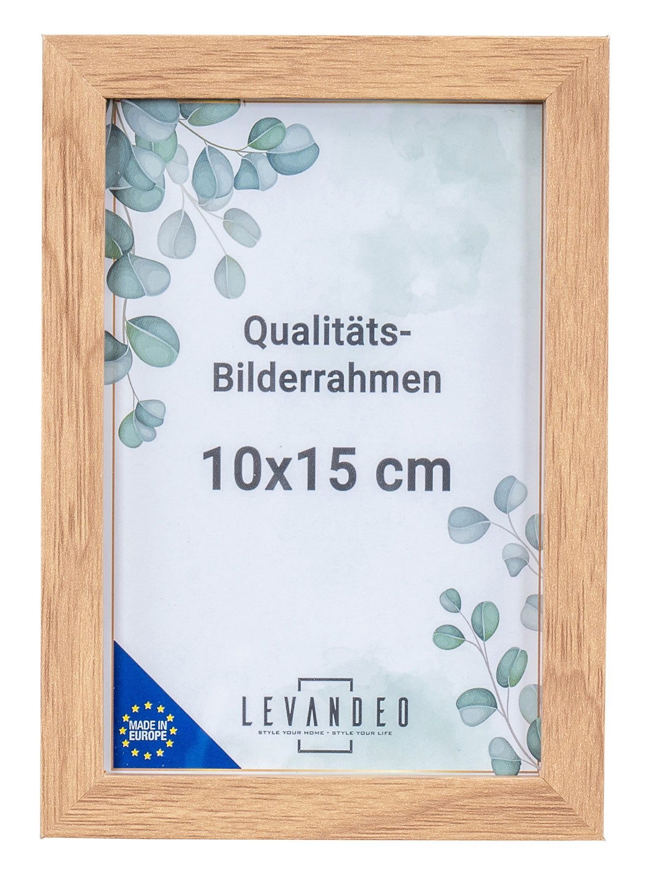 Levandeo Bilderrahmen Eiche-Optik Natur 10 × 15 cm Glasscheibe
