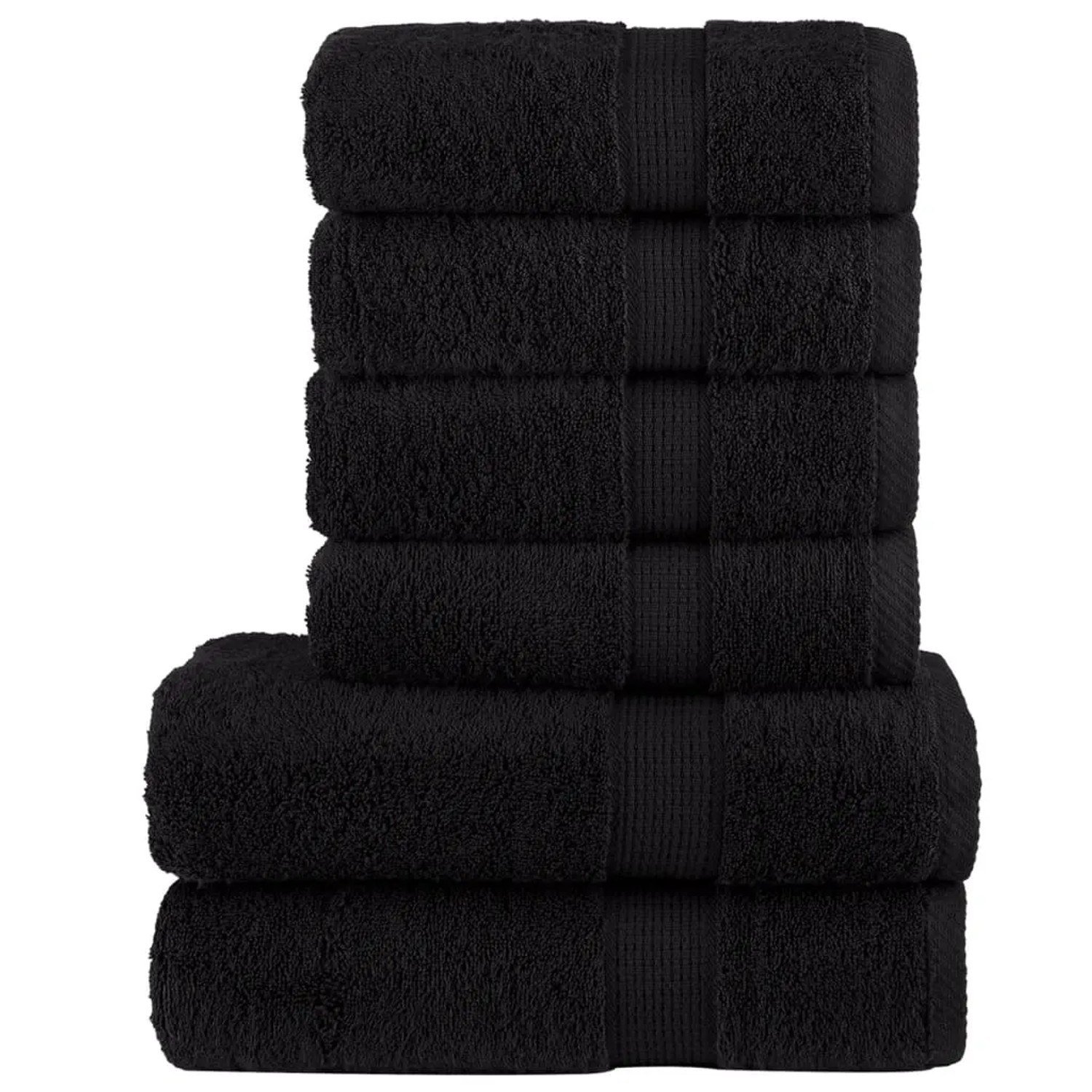 vidaXL Premium-Handtuch-Set 6-teilig Schwarz 600 g/m² Baumwolle