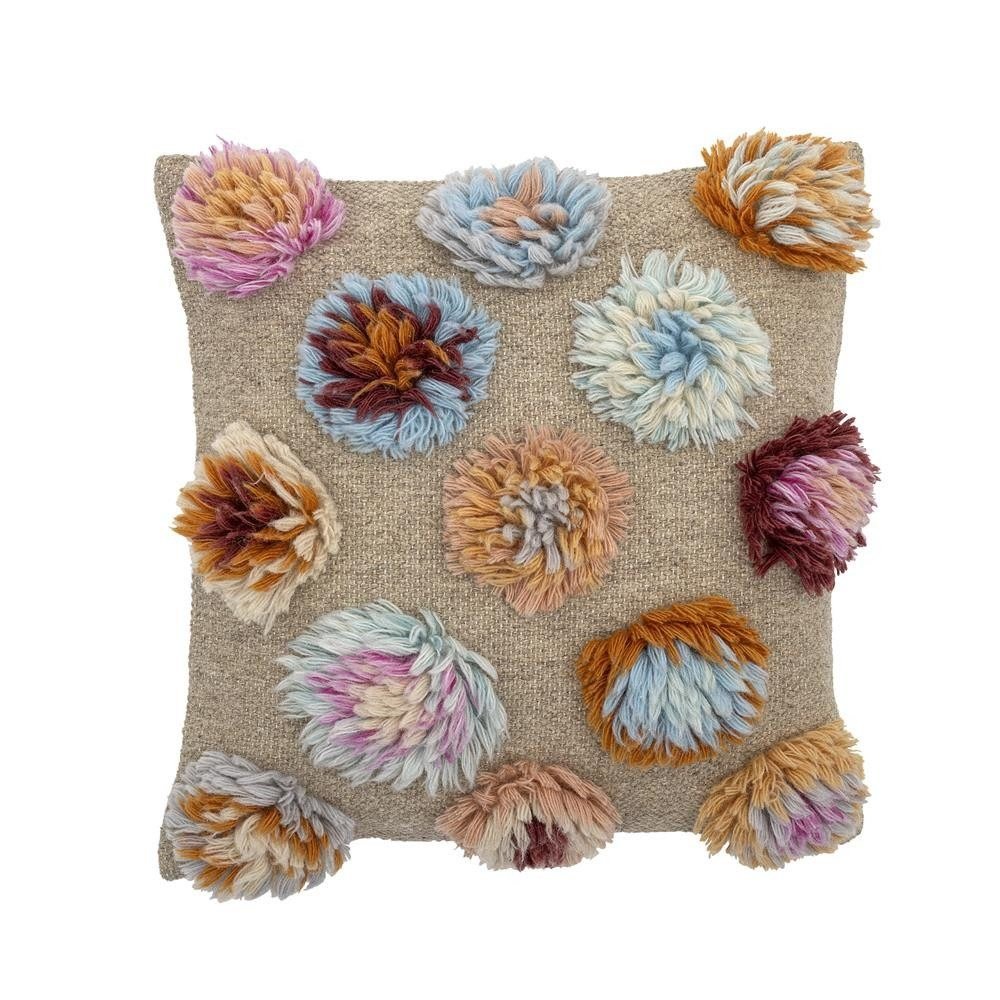 Bloomingville Somma Dekokissen Wolle Bunt 50 × 50 cm Blumenmotiv