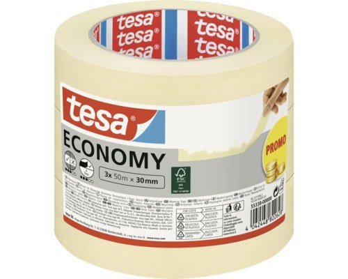 tesa Kreppband 3er Pack 3 x 50 m x 30 mm