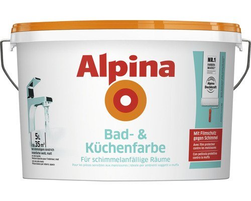 Alpina Badfarbe und Küchenfarbe weiß matt 5 l