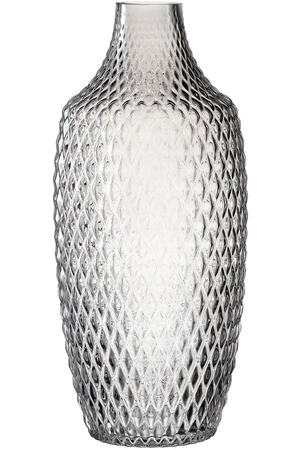 Leonardo Poesia Tischvase Glas Grau Relief-Optik 30 cm