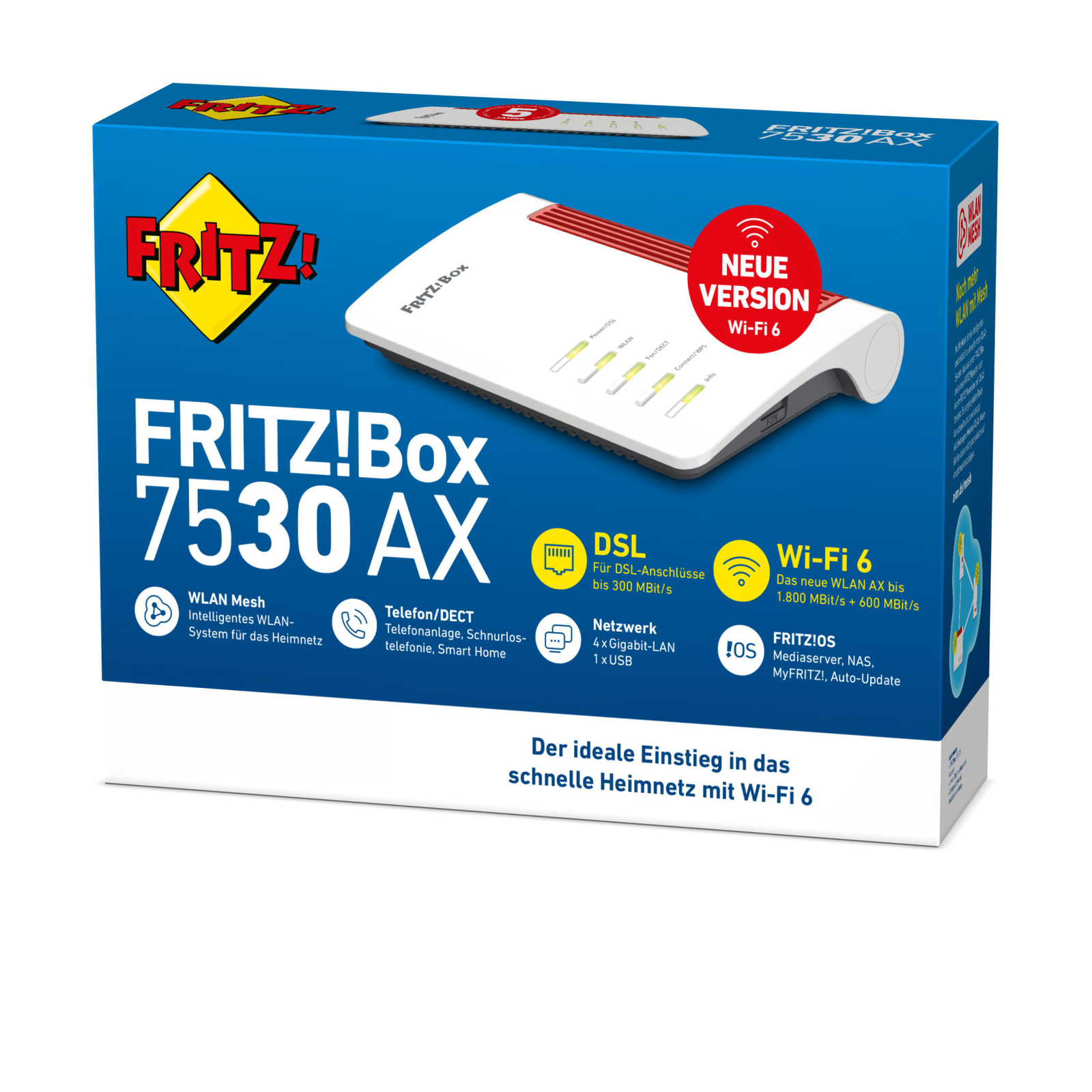 FRITZ!Box 7530 AX WLAN-Router Wi-Fi 6 VDSL/ADSL Modem 1.802 Mbit/s