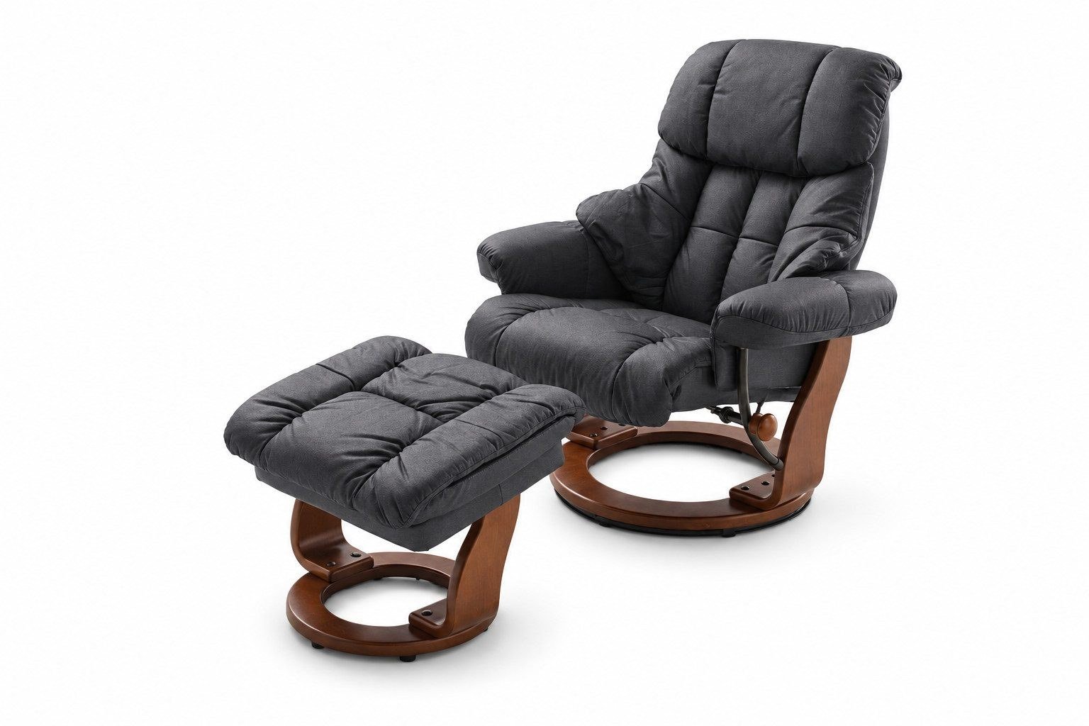 Robas Lund Calgary Relaxsessel mit Hocker, Leder und Holz