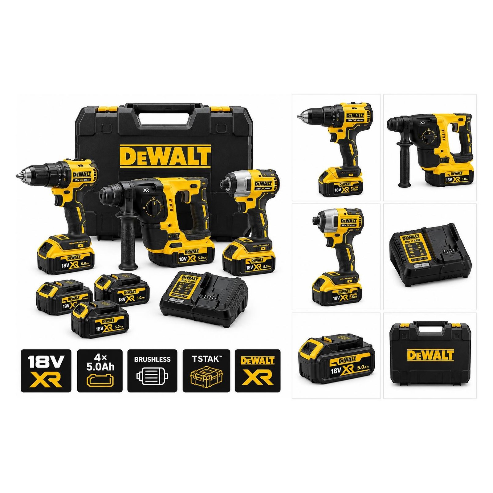 DeWalt DCK1012P4T-QW XR 18 V Akku-Set mit 10 Maschinen