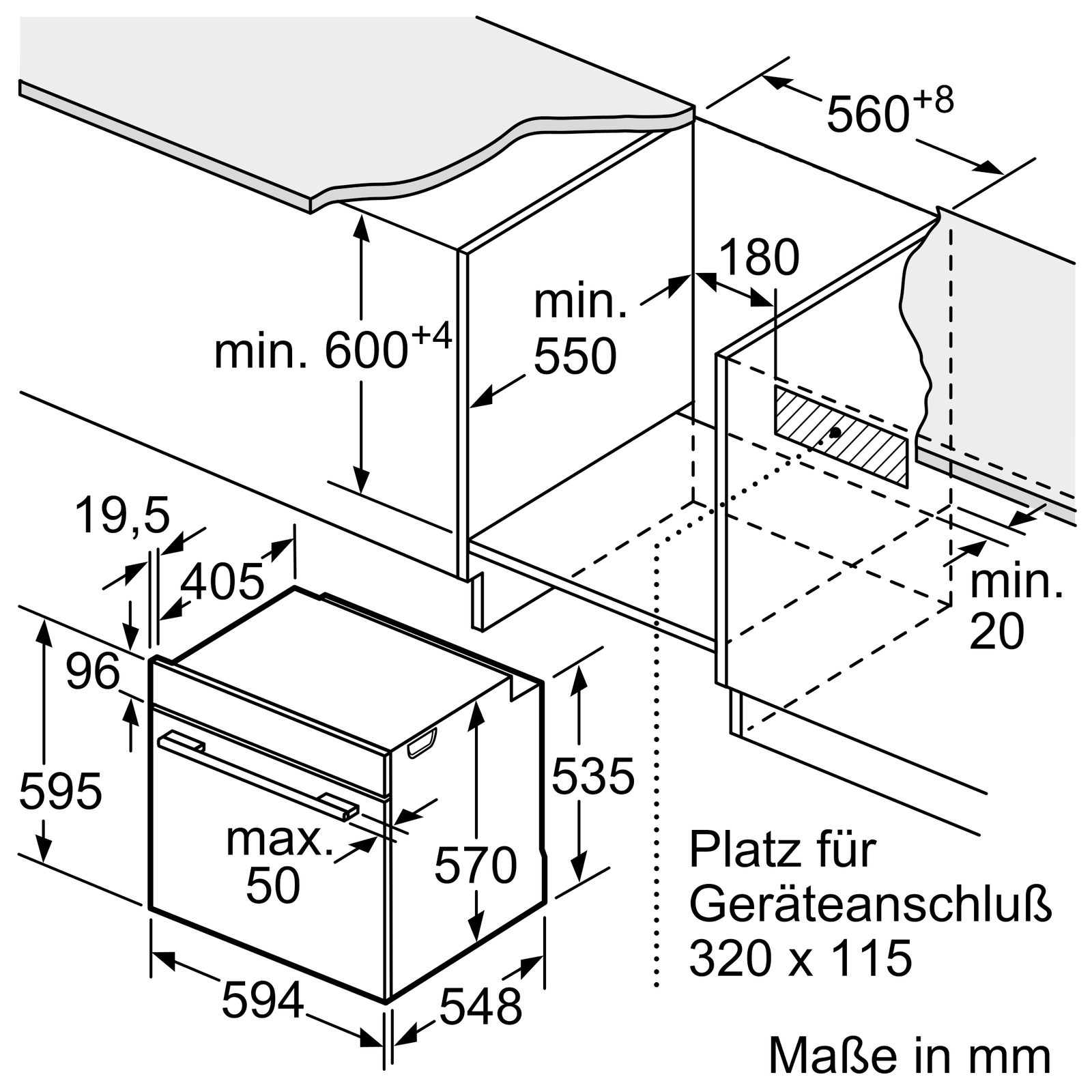 Bosch Serie 4 HBA272BB3 Einbaubackofen Pyrolyse 3D-Heißluft
