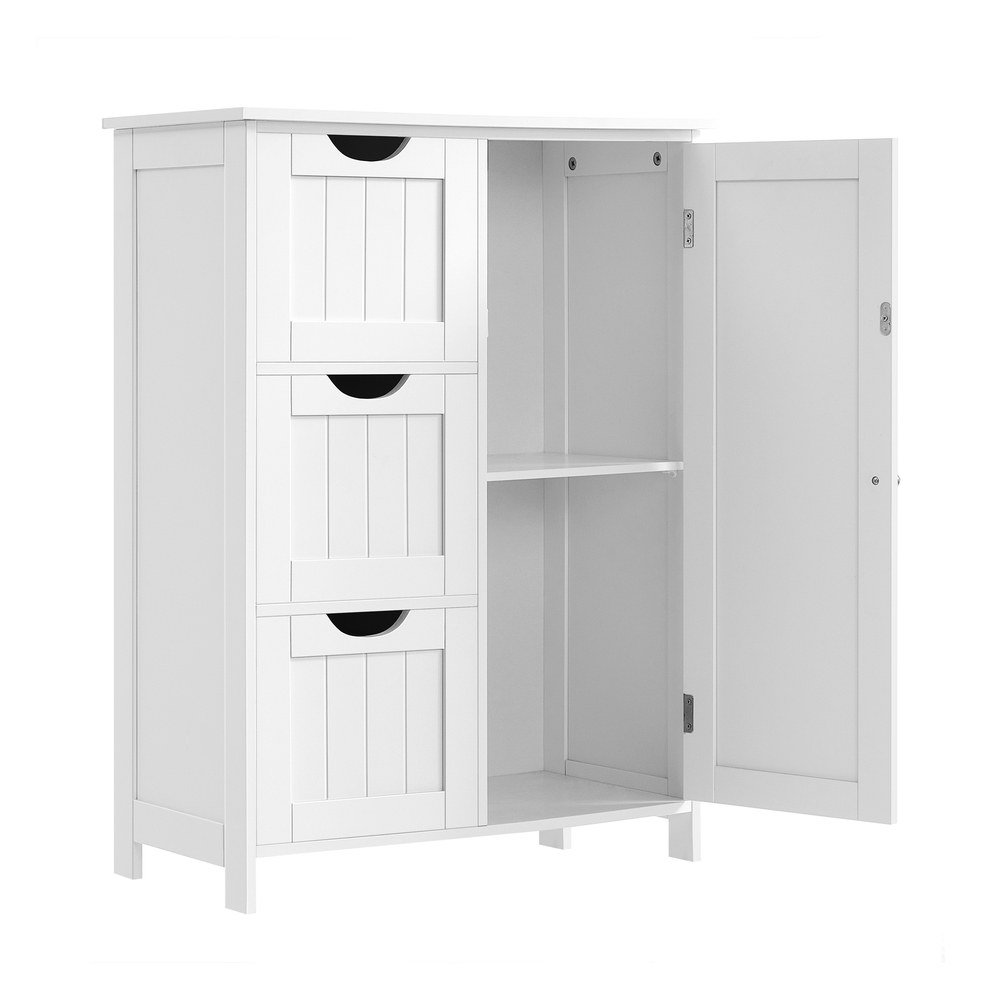 Vasagle BBC49WT Badezimmerschrank 60 x 30 x 81 cm mit 3 Schubladen
