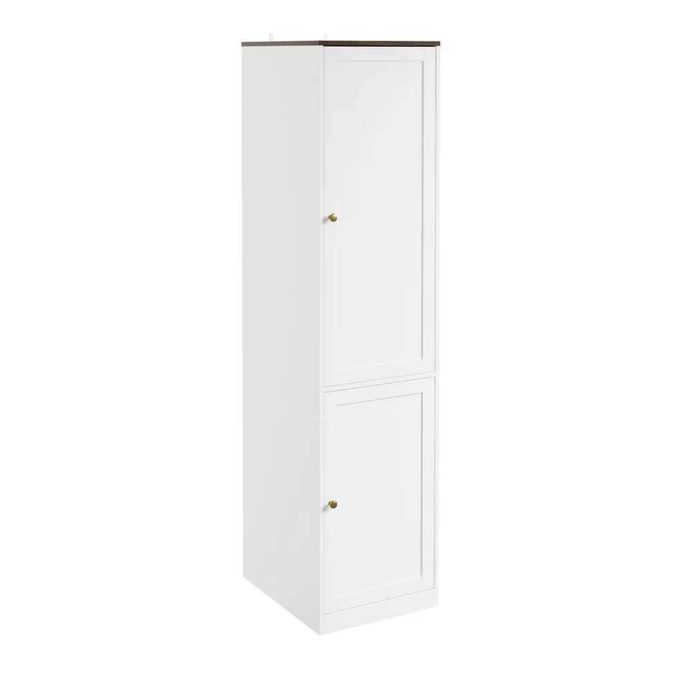 SoBuy KSB03-W Kleiderschrank schmal 45 cm weiß mit 2 Türen und 3 offenen Fächern