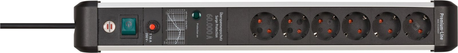 Brennenstuhl Premium-Protect-Line Steckdosenleiste 6-fach 60.000 A Überspannungsschutz