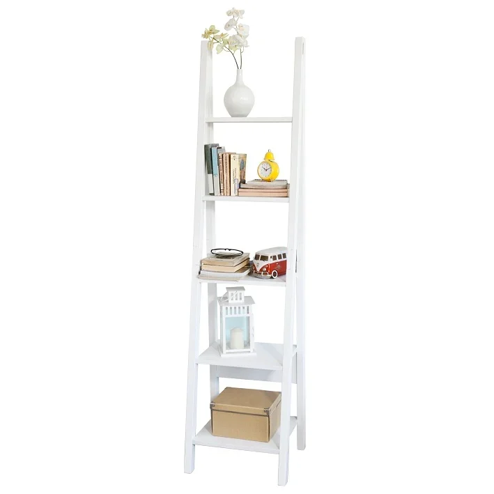 SoBuy FRG101-W Leiterregal weiß 5 Ebenen 44 × 180 cm
