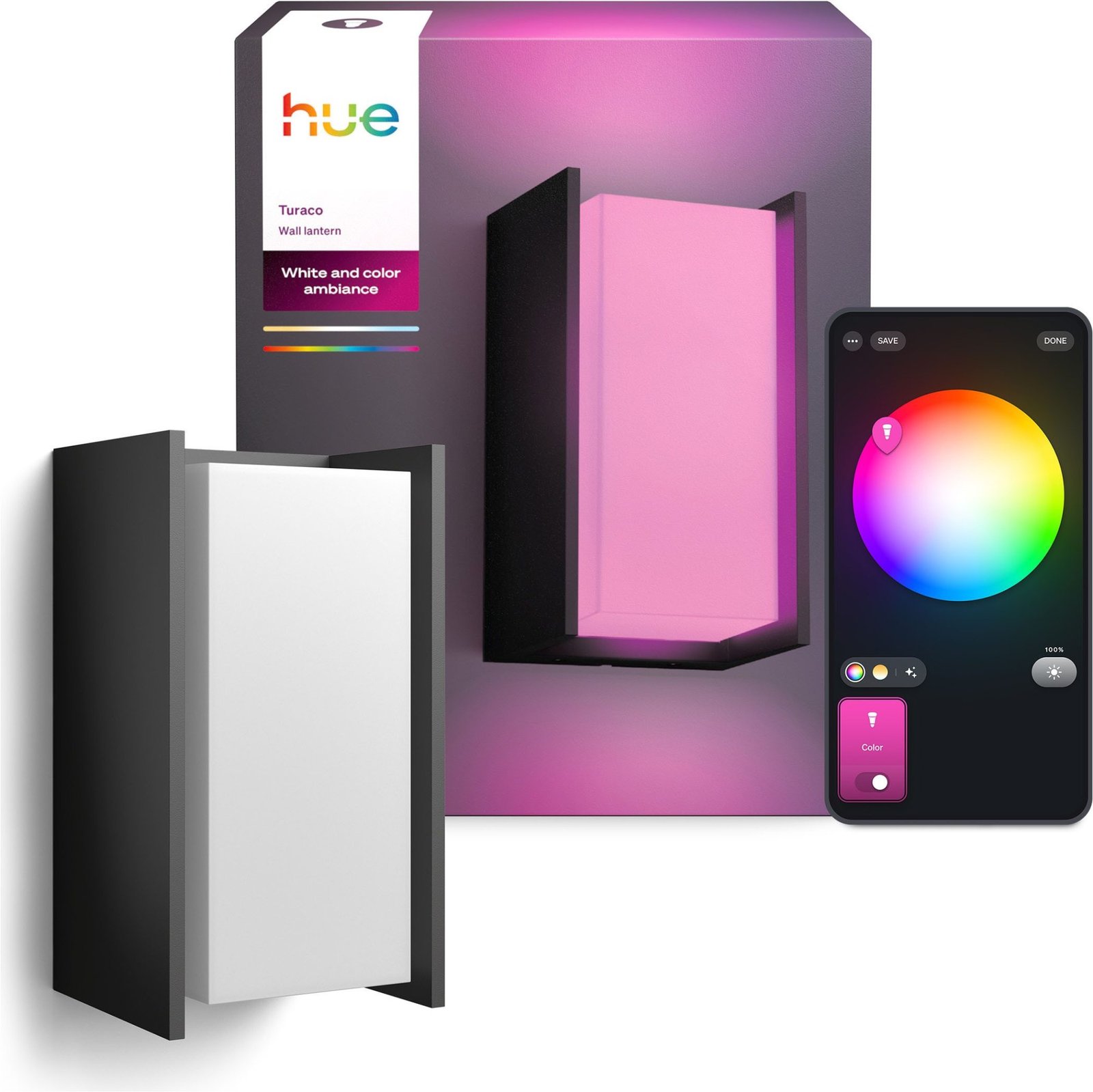 Philips Hue Turaco Outdoor-Wandleuchte anthrazit White and Color Ambiance E27