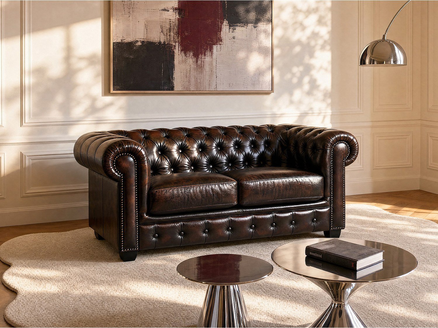 Linea Sofa Brenton Chesterfield Ledersofa 2-Sitzer