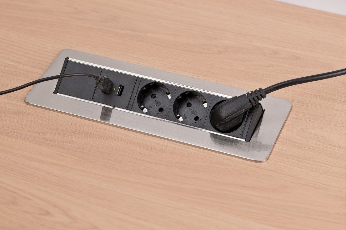 Brennenstuhl Indesk Power USB-Charger Tischsteckdosenleiste 3-fach mit 2 USB