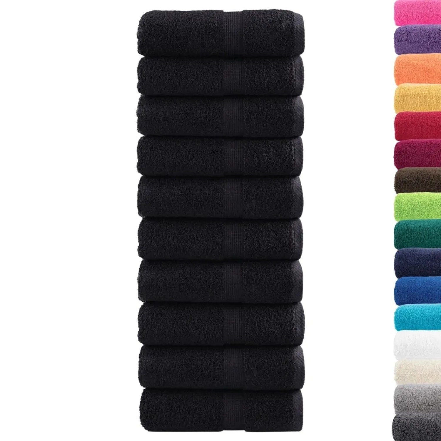 vidaXL Premium-Gästetücher Solund 10er-Set Schwarz 30 x 50 cm 600 g/m²