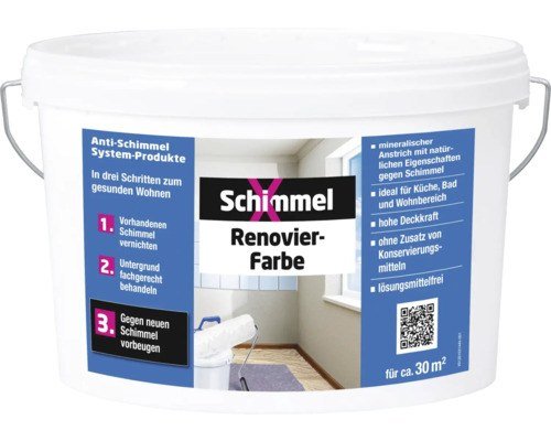 SchimmelX Renovierfarbe Wandfarbe weiß matt 5 l