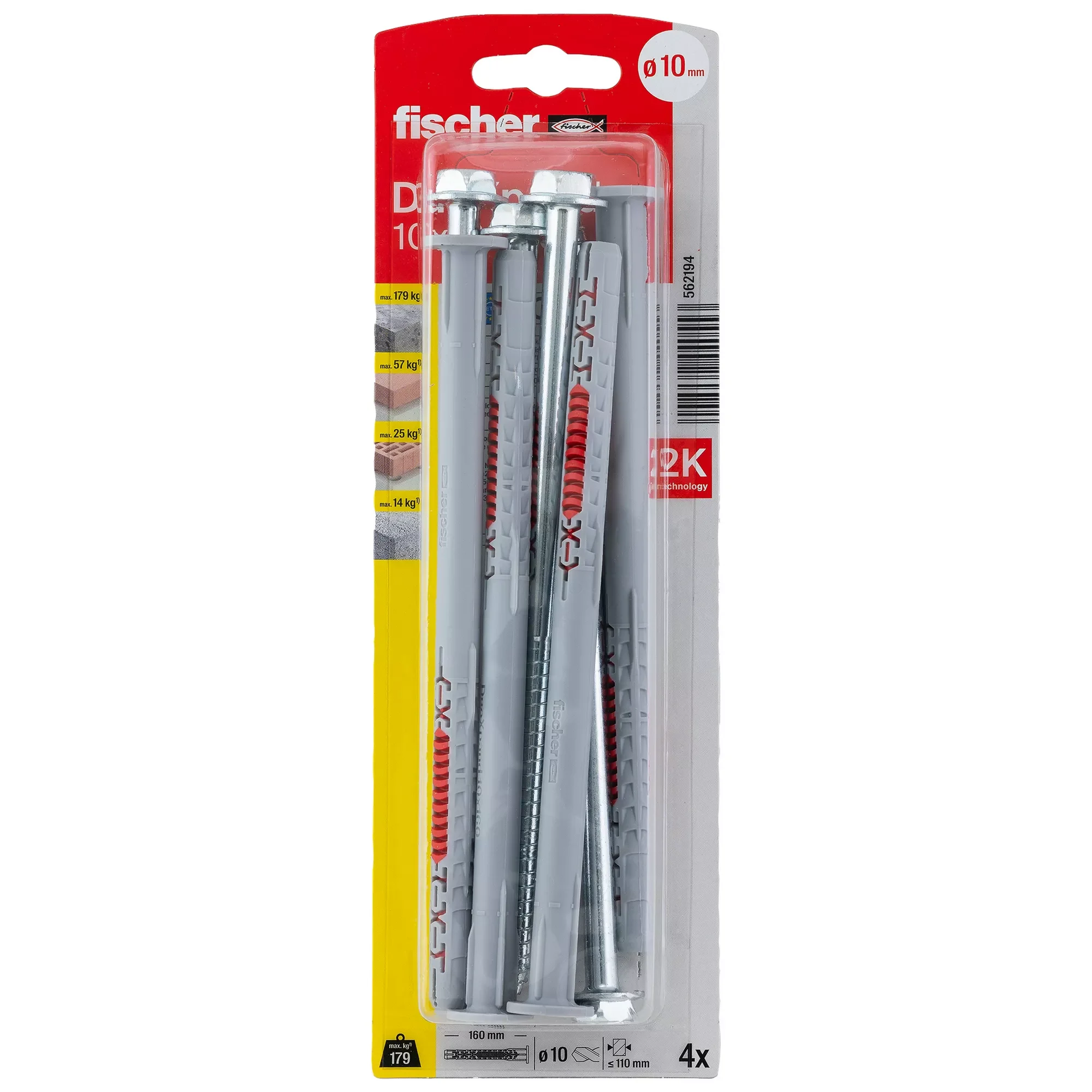 fischer DuoXpand Langschaftdübel-Set 10 x 160 mm mit Sechskantschrauben