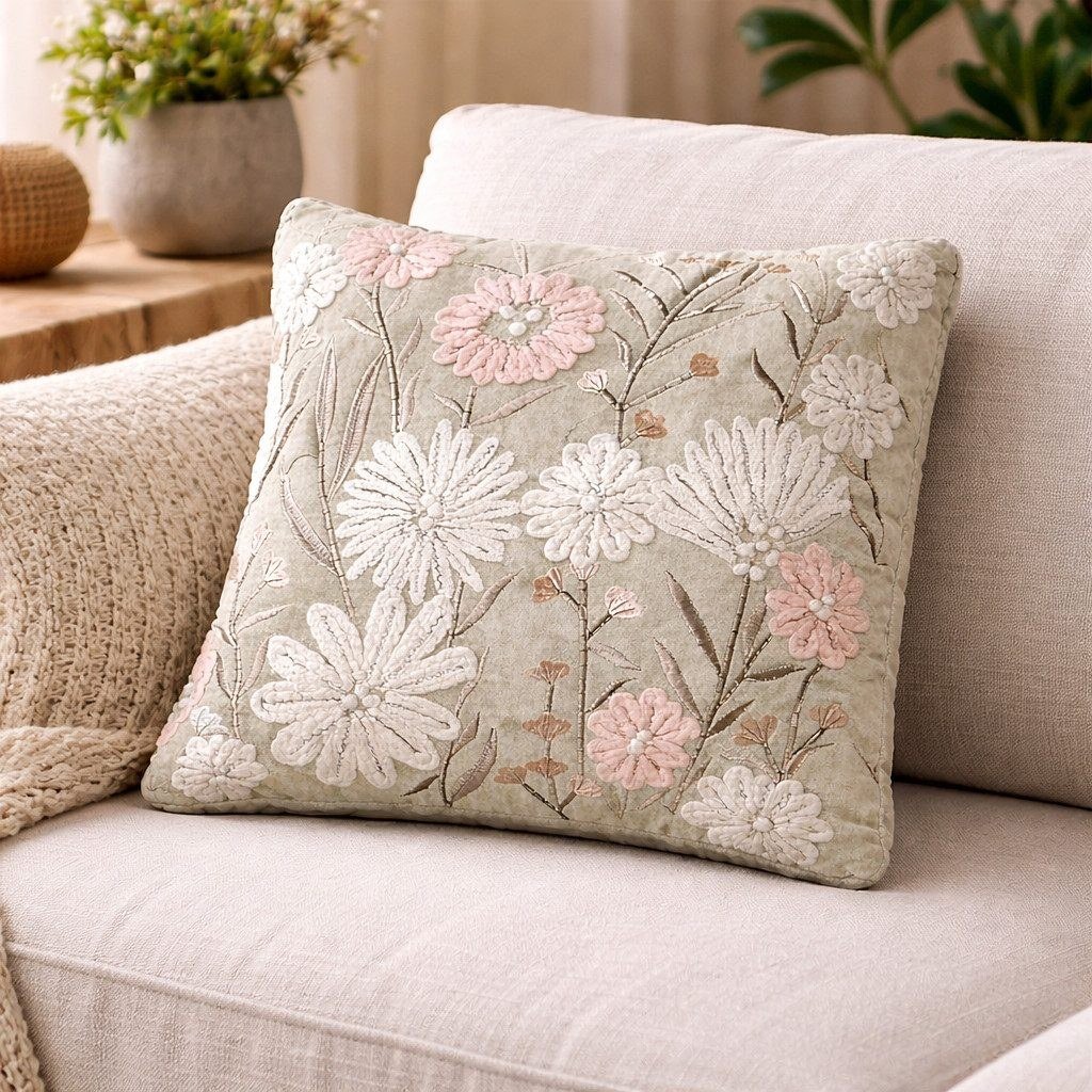 BOLTZE Fleur Dekokissen bestickt handgefertigt 30 × 30 cm