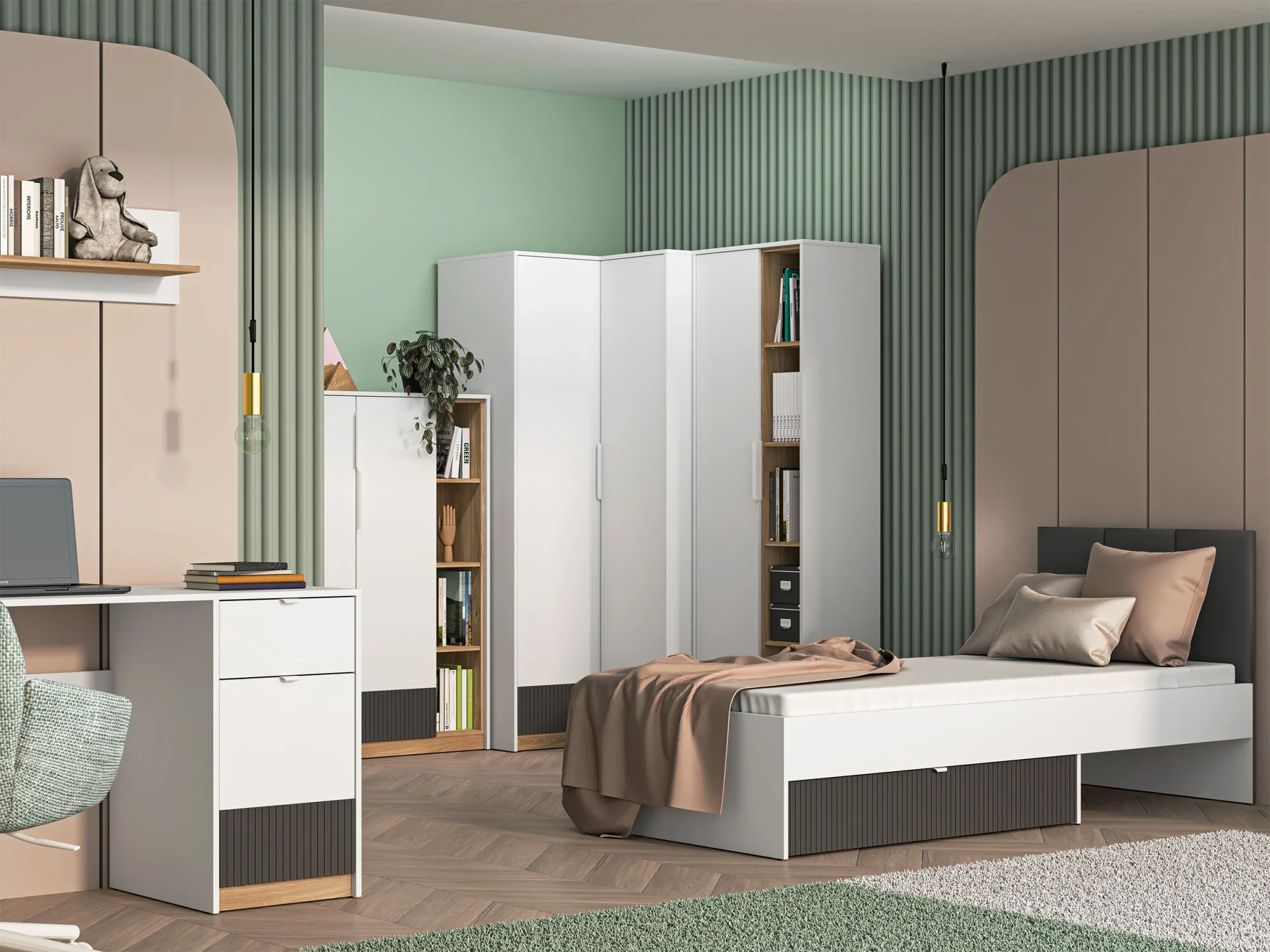 Selsey Torino Jugendschreibtisch 120 cm mit Tür und Schublade, Honey Castello Eiche