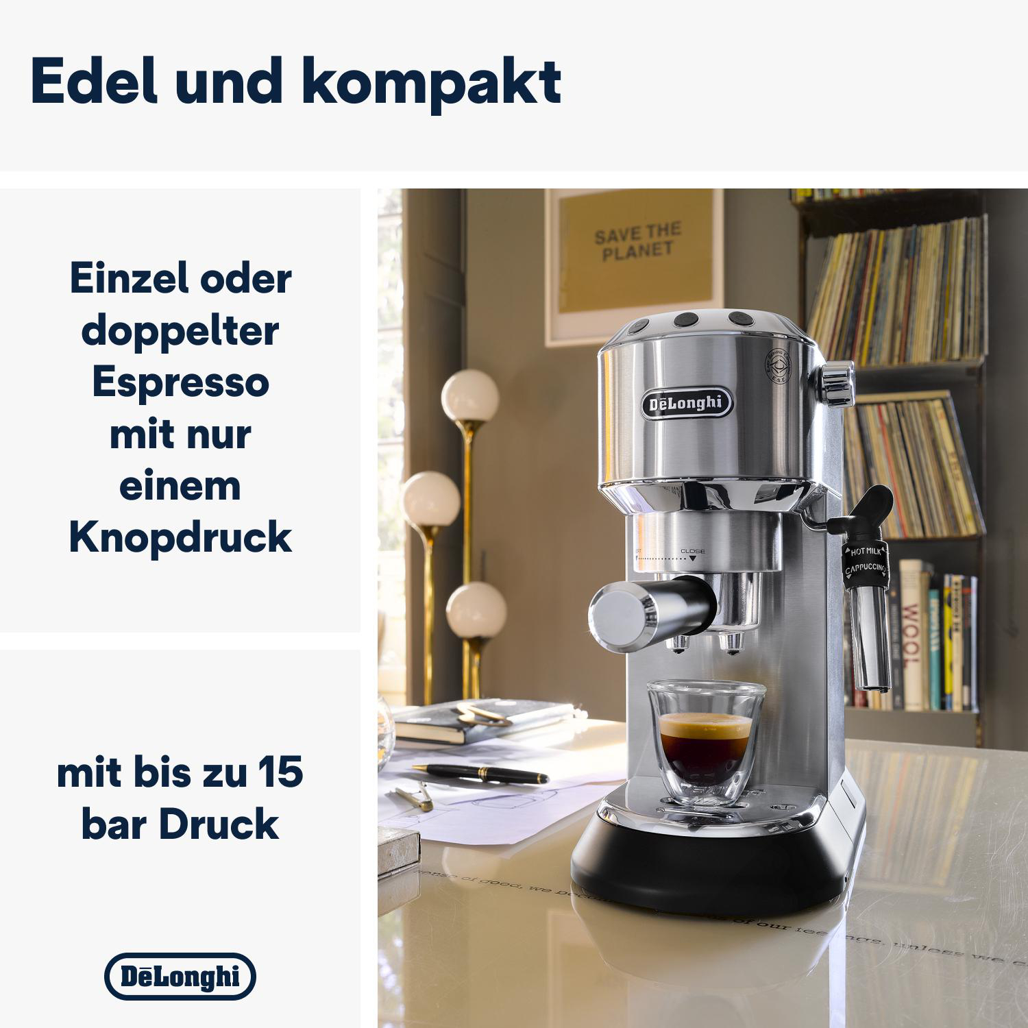 De'Longhi Dedica EC 685 Siebträger-Espressomaschine 15 bar