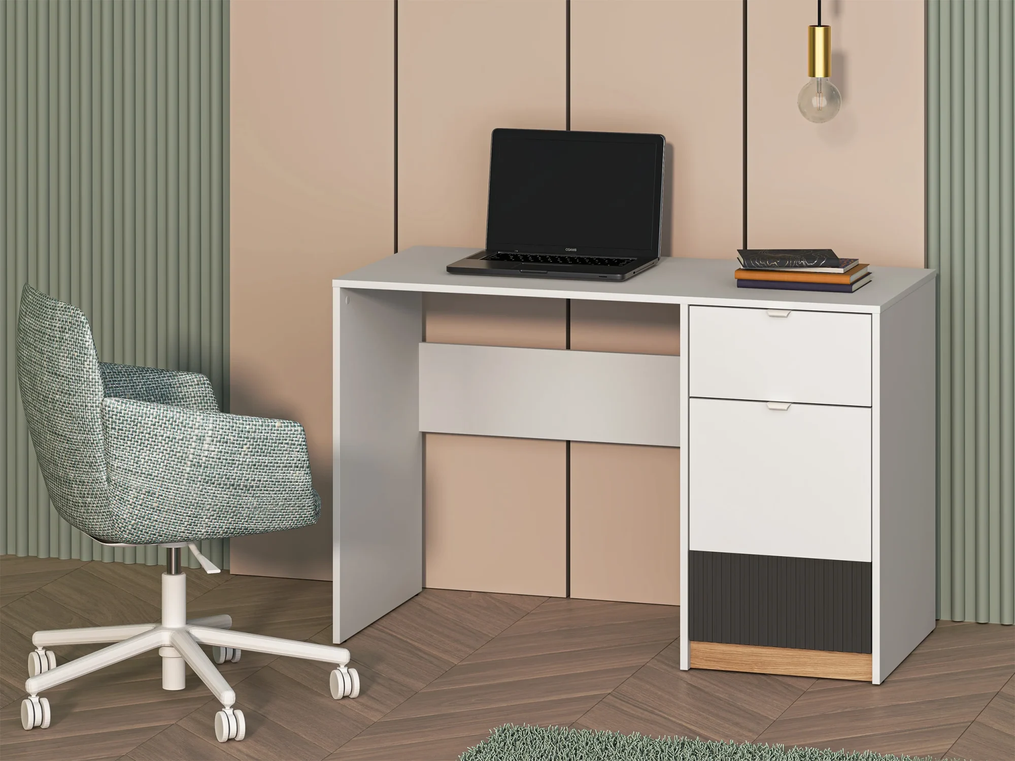 Selsey Torino Jugendschreibtisch 120 cm mit Tür und Schublade, Honey Castello Eiche