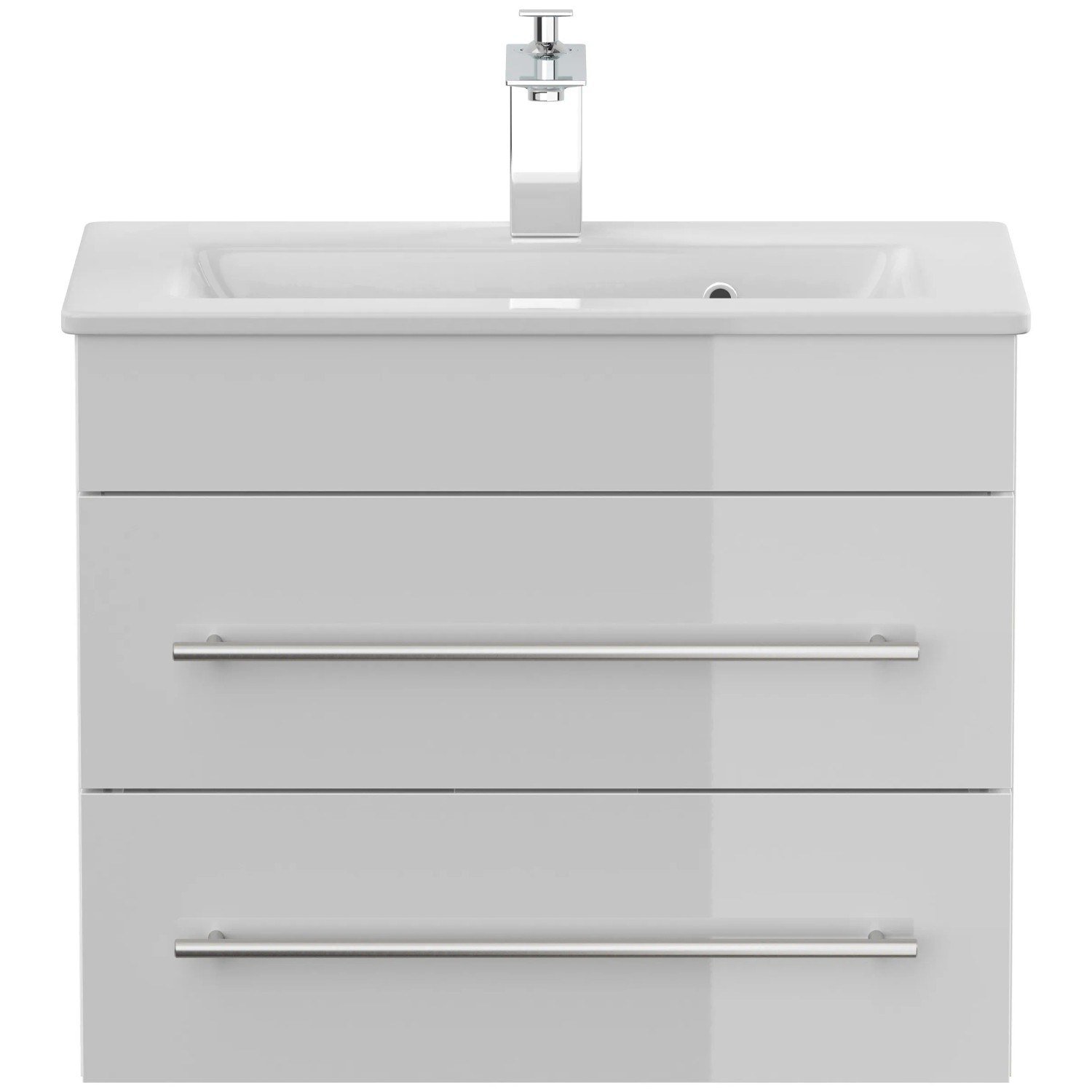 Posseik Badmöbel Portus 600 SlimLine Weiß Hochglanz mit Waschbecken