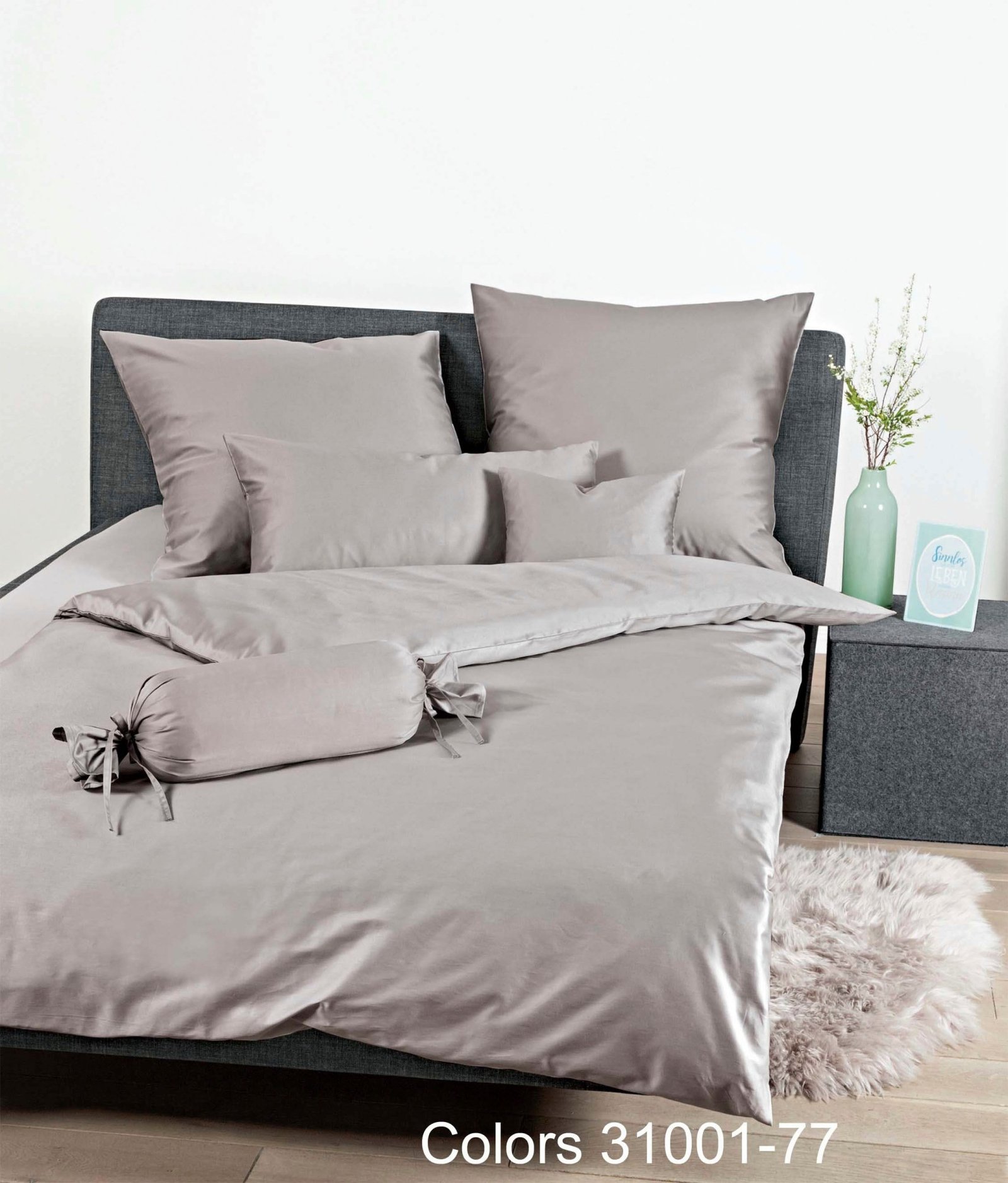 Janine Colors 31001 Mako-Satin Bettwäsche Vulkan 155 × 200 cm