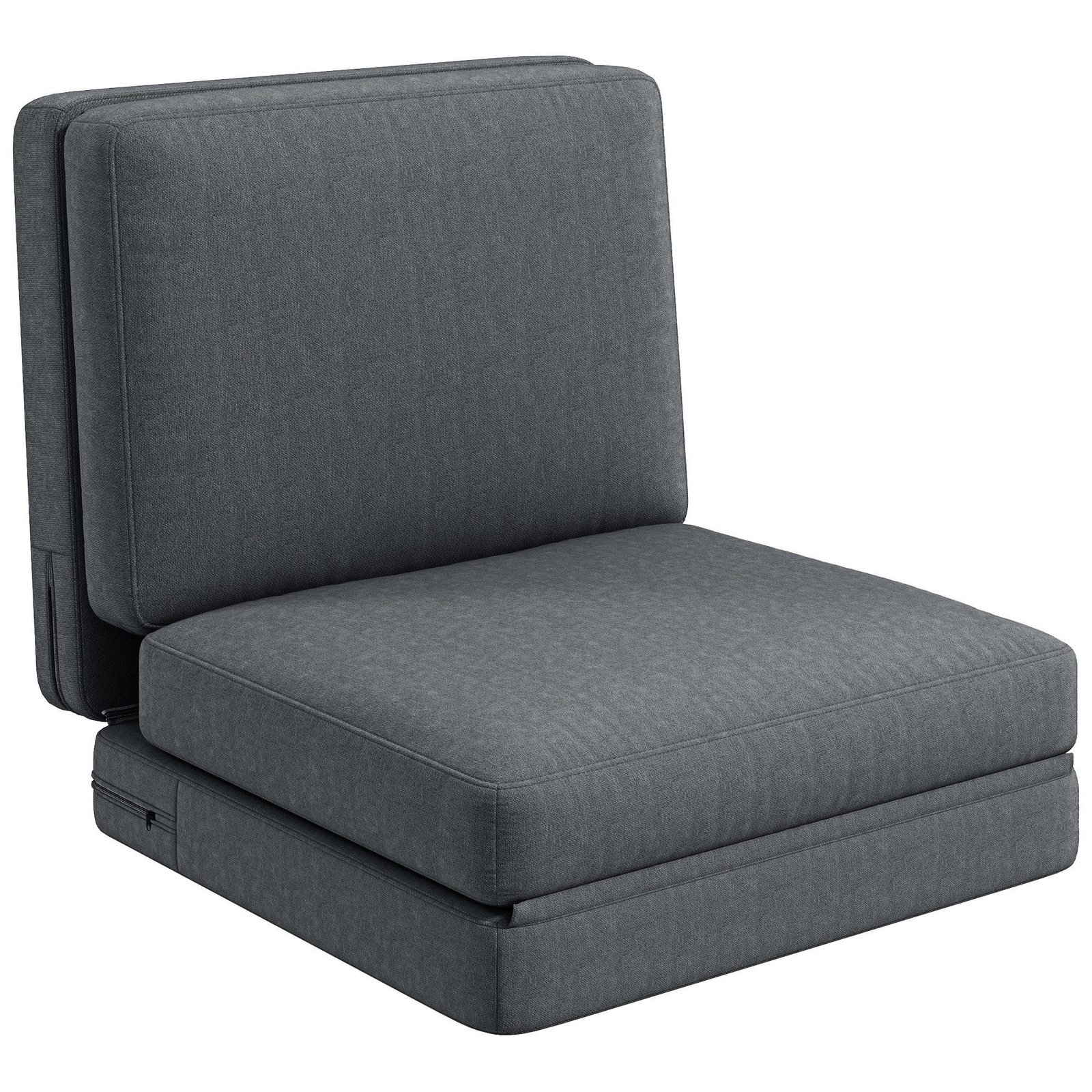 HOMCOM 3-in-1 Bodensofa klappbar Samtoptik dunkelgrau