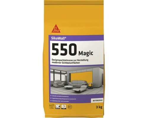 SikaWall-550 Magic Designspachtelmasse Sichtbetonoptik betongrau 3 kg