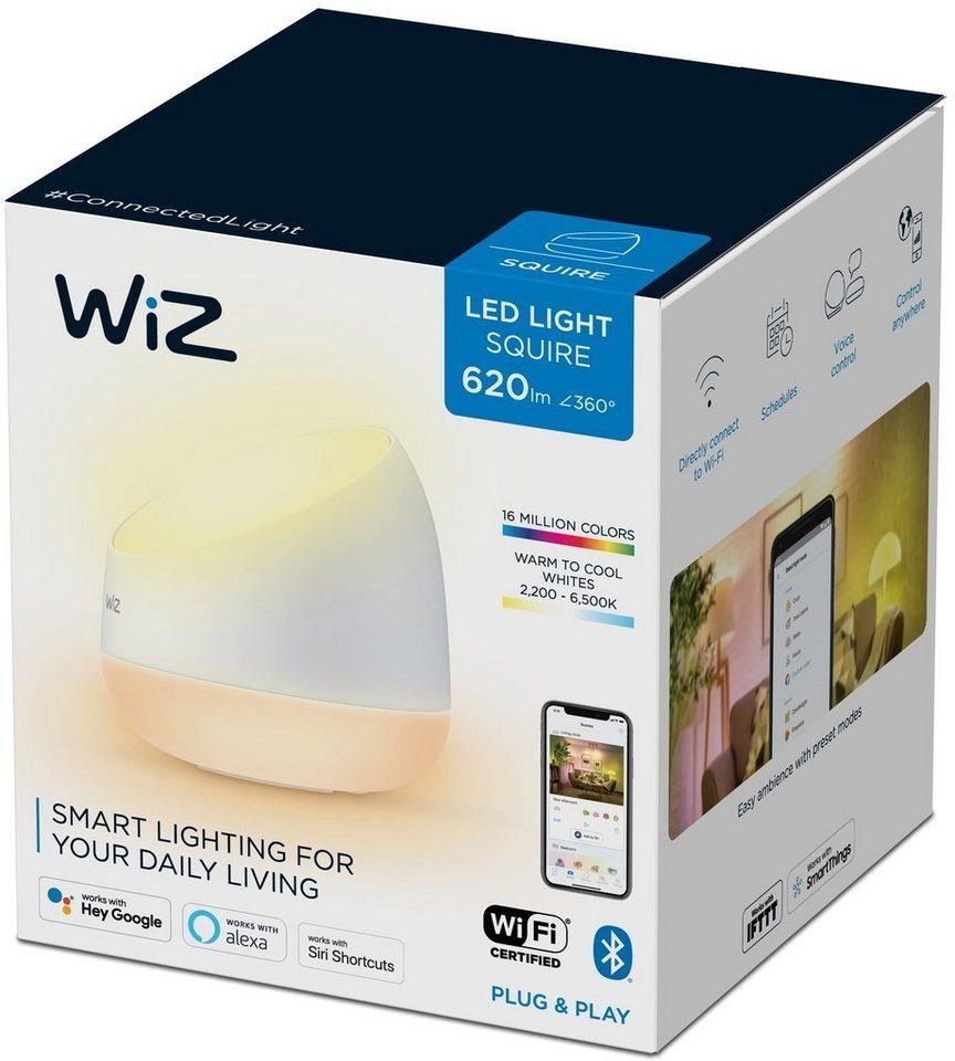 WiZ Squire Tischleuchte LED RGB Farbwechsler 620 lm weiß