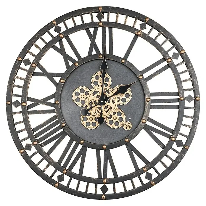 Globo George Wanduhr Ø 70 cm Gold/Schwarz Industrial