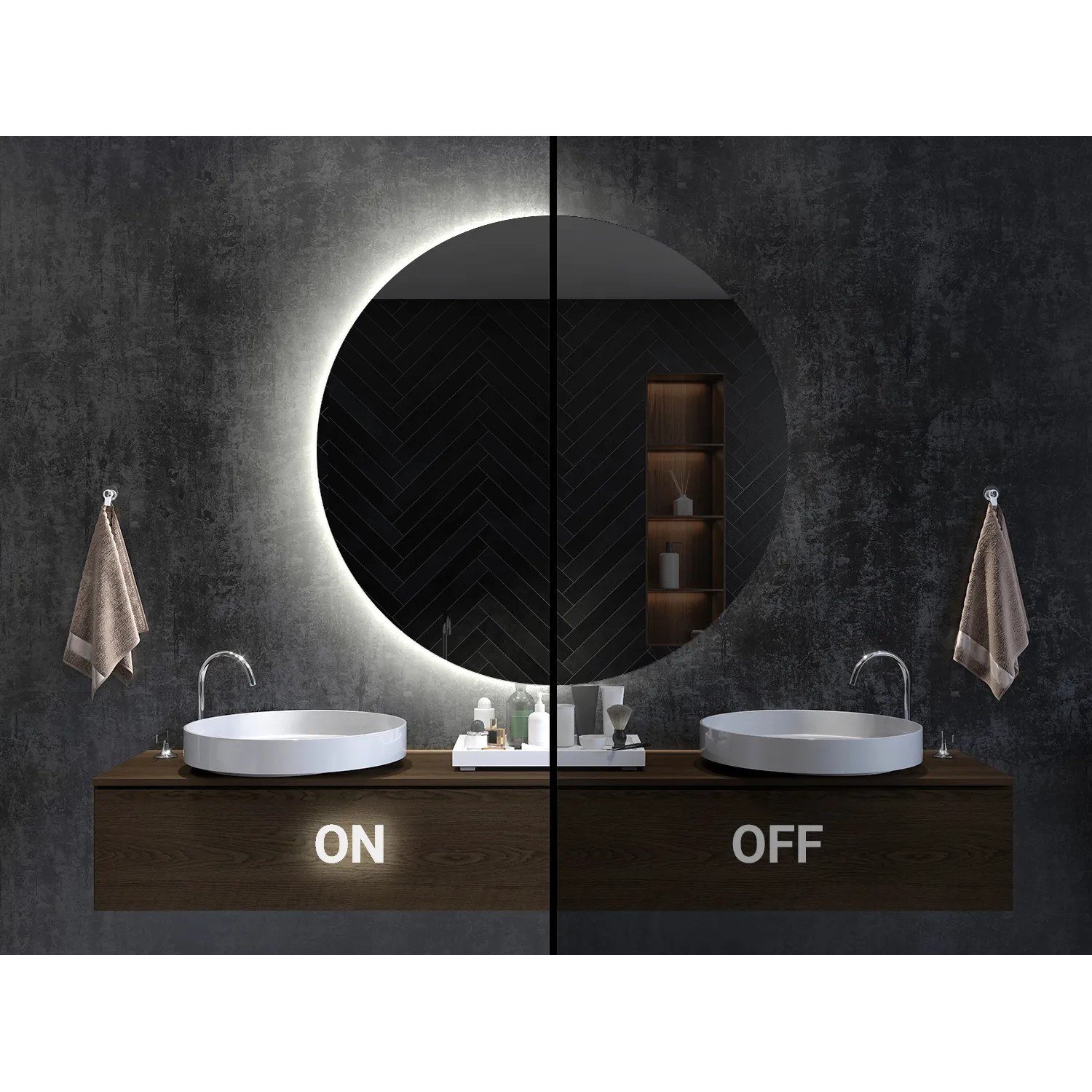 Tulup LED-Lichtspiegel rund Ø 100 cm Warmweiß 3000 K