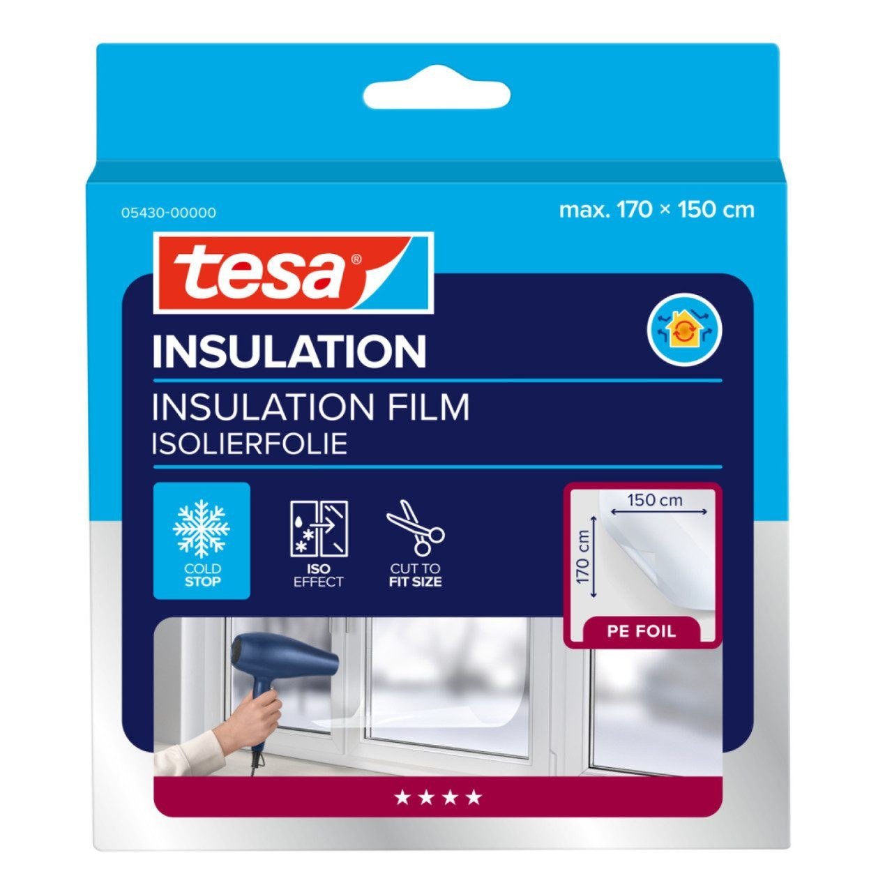 tesa tesamoll Thermo Cover Fensterisolierfolie 1,7 x 1,5 m (05430)