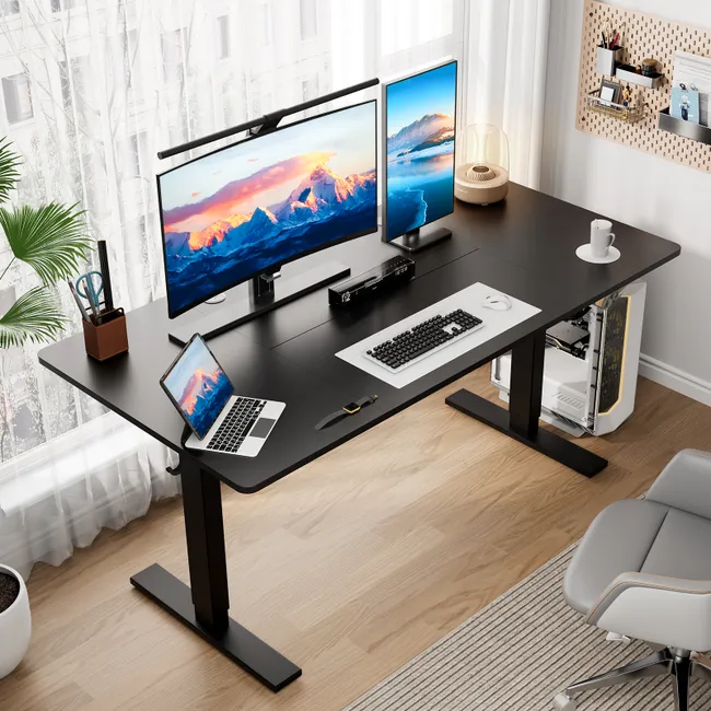 HOMAVO Elektrisch höhenverstellbarer Schreibtisch 160 × 80 cm, 70–117 cm, mit Memory-Funktion