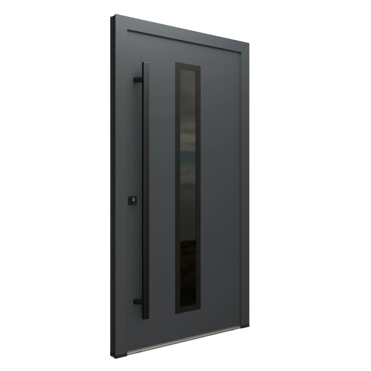 FM Türen Louis 82 Aluminium-Stahl Haustür RC2 anthrazit Blackline 110 x 210 cm links