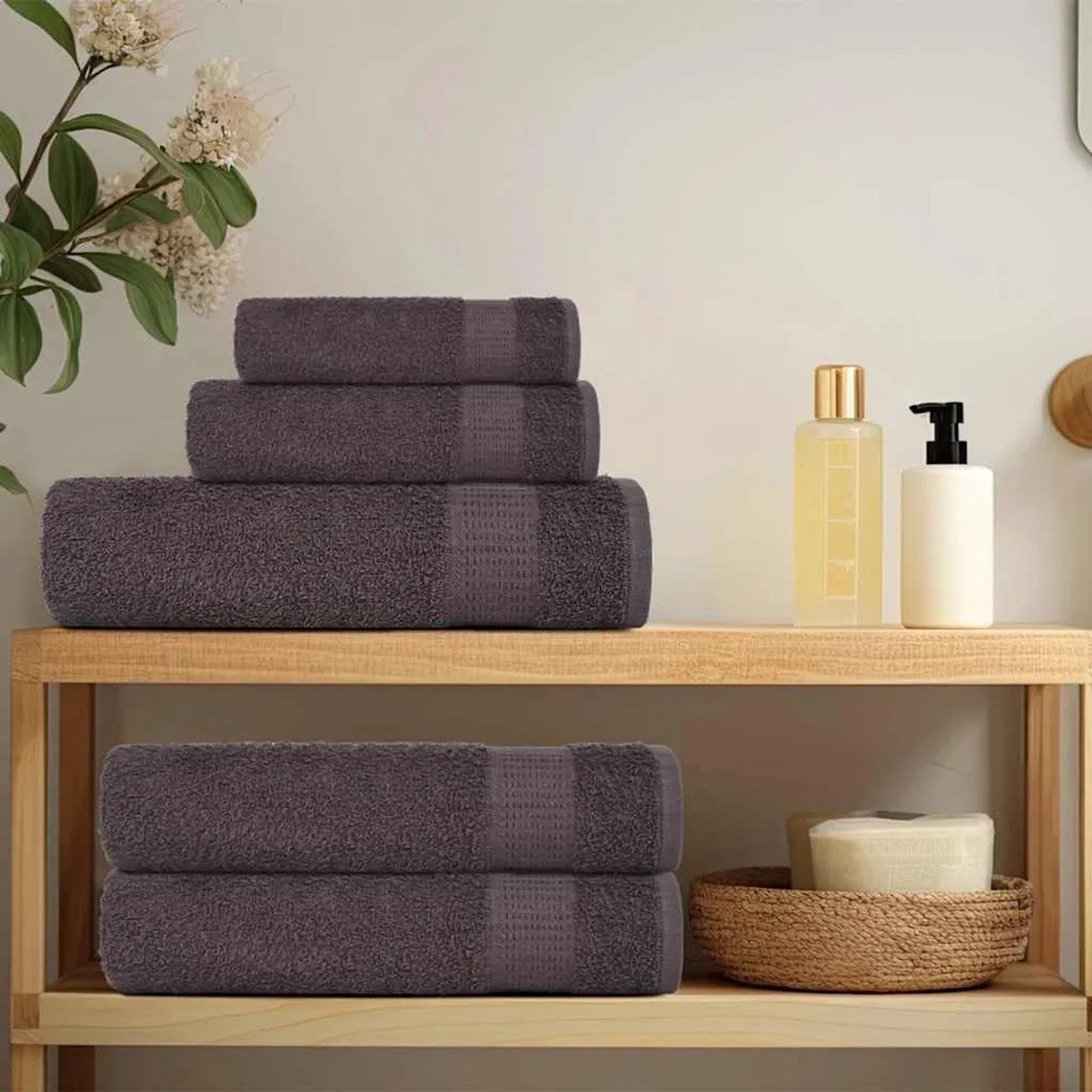 vidaXL Badetücher 2er-Set Anthrazit 100 x 150 cm 360 g/m² Baumwolle