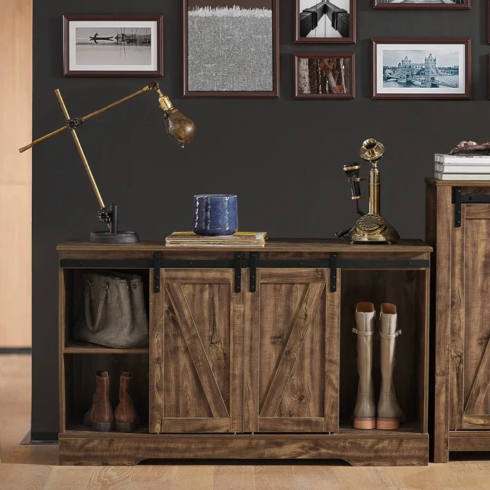 SoBuy FSB60-N Sideboard mit Schiebetüren 120 cm Natur