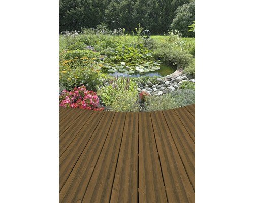 Konsta Holz-Terrassendiele Kiefer KDI dunkelbraun 3000 x 145 x 28 mm