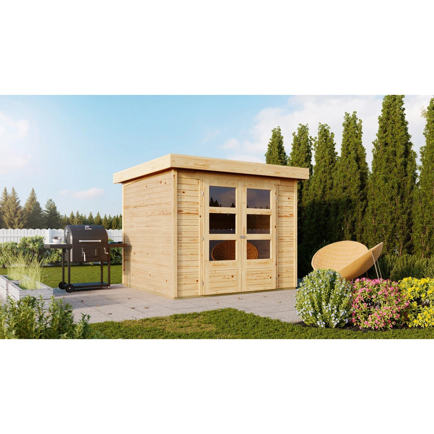 Karibu Express Gartenhaus Speedy A Flachdach 213 x 217 cm naturbelassen