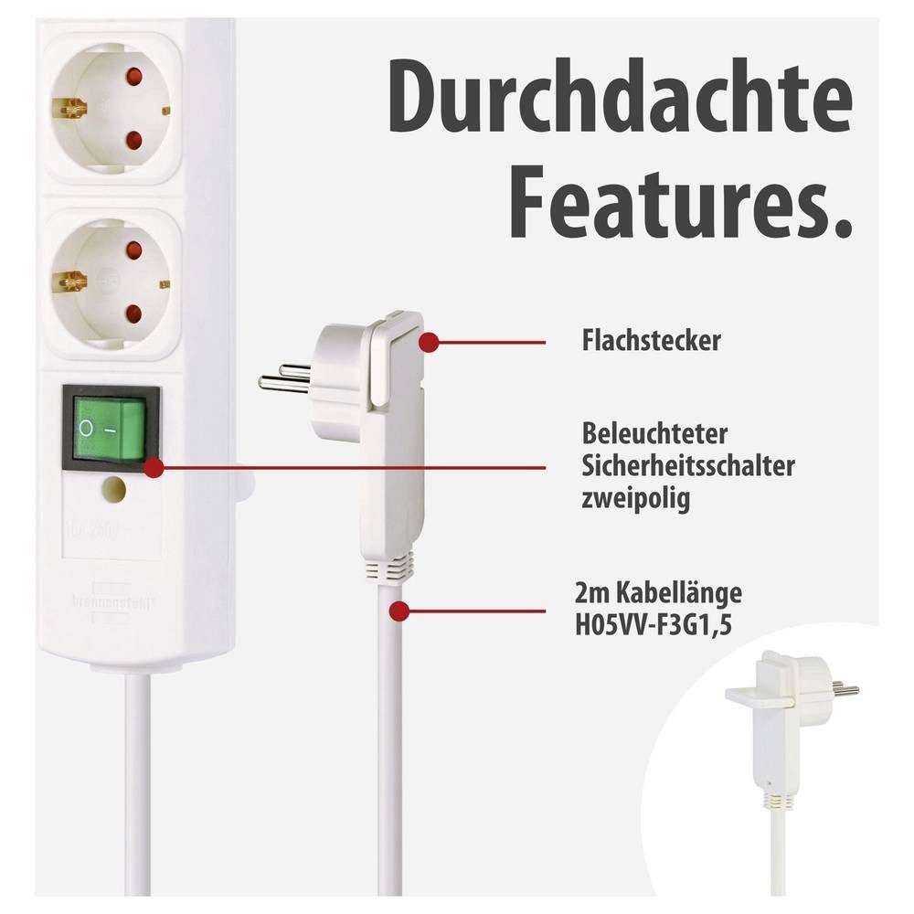 Brennenstuhl Comfort-Line Plus Steckdosenleiste 4-fach 2 m (1153120100)