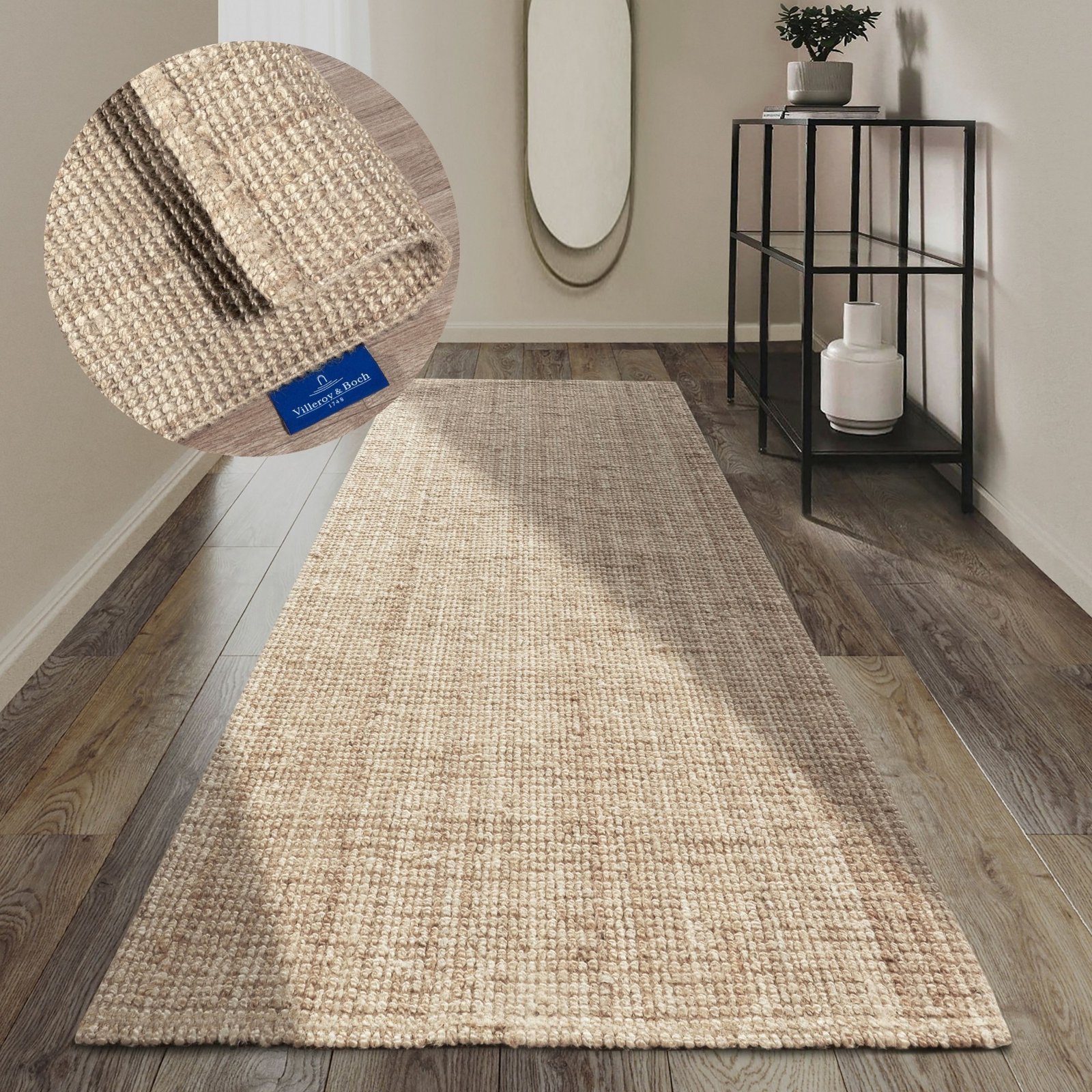 Villeroy & Boch Rosalie Juteteppich Läufer Naturweiß 80 × 200 cm