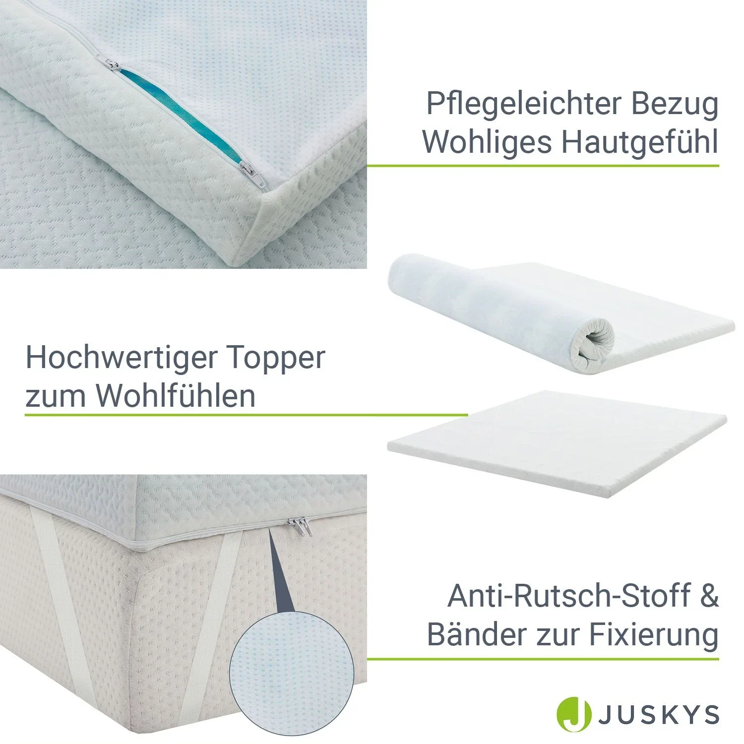 Juskys Matratzentopper Memoryschaum 7 cm mit Wellenprofil