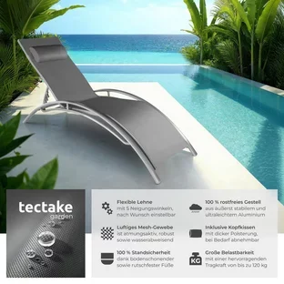 tectake Alina Aluminium Sonnenliegen 2er Set mit verstellbarer Rückenlehne