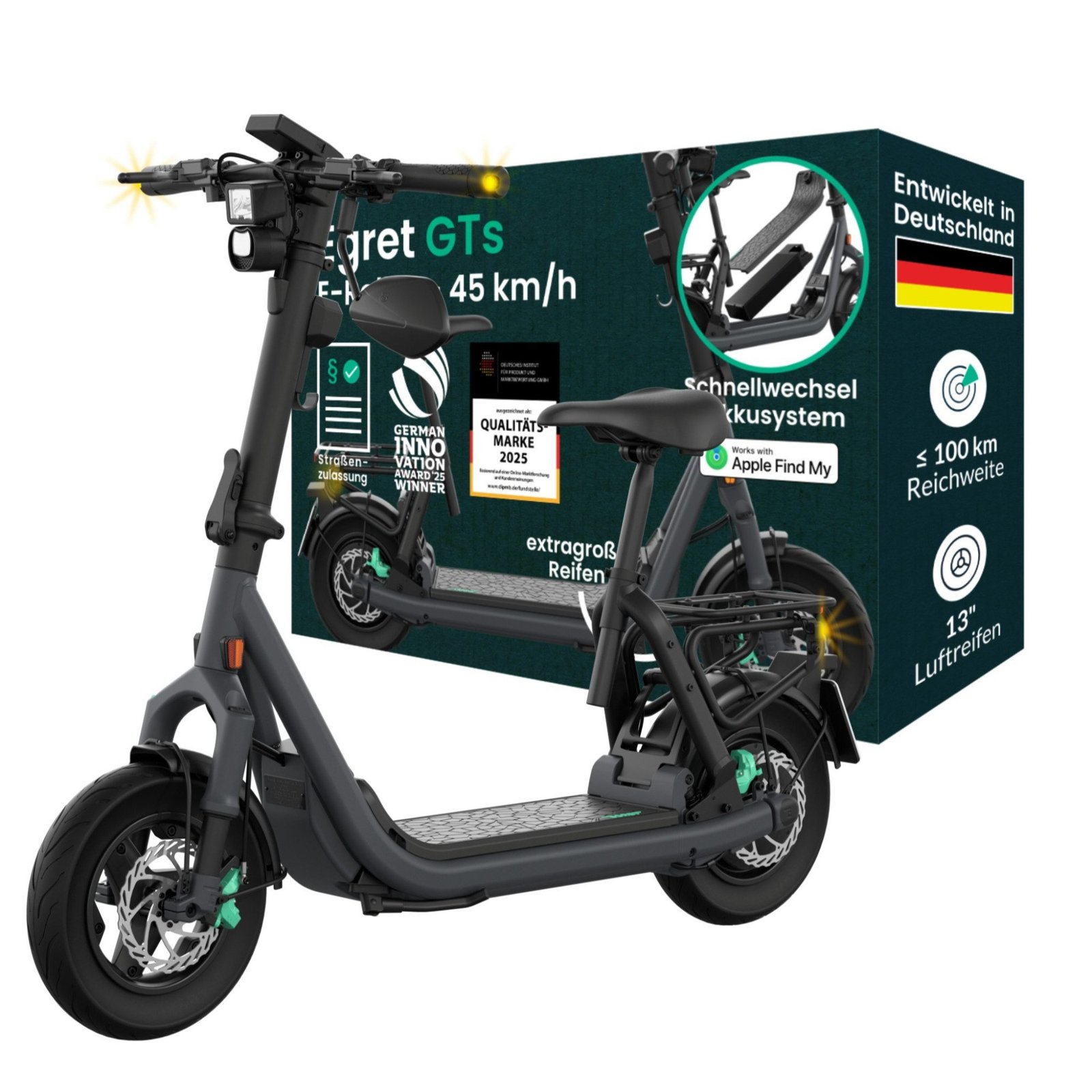 Egret GTs E-Scooter mit Sitz 45 km/h 1890 W