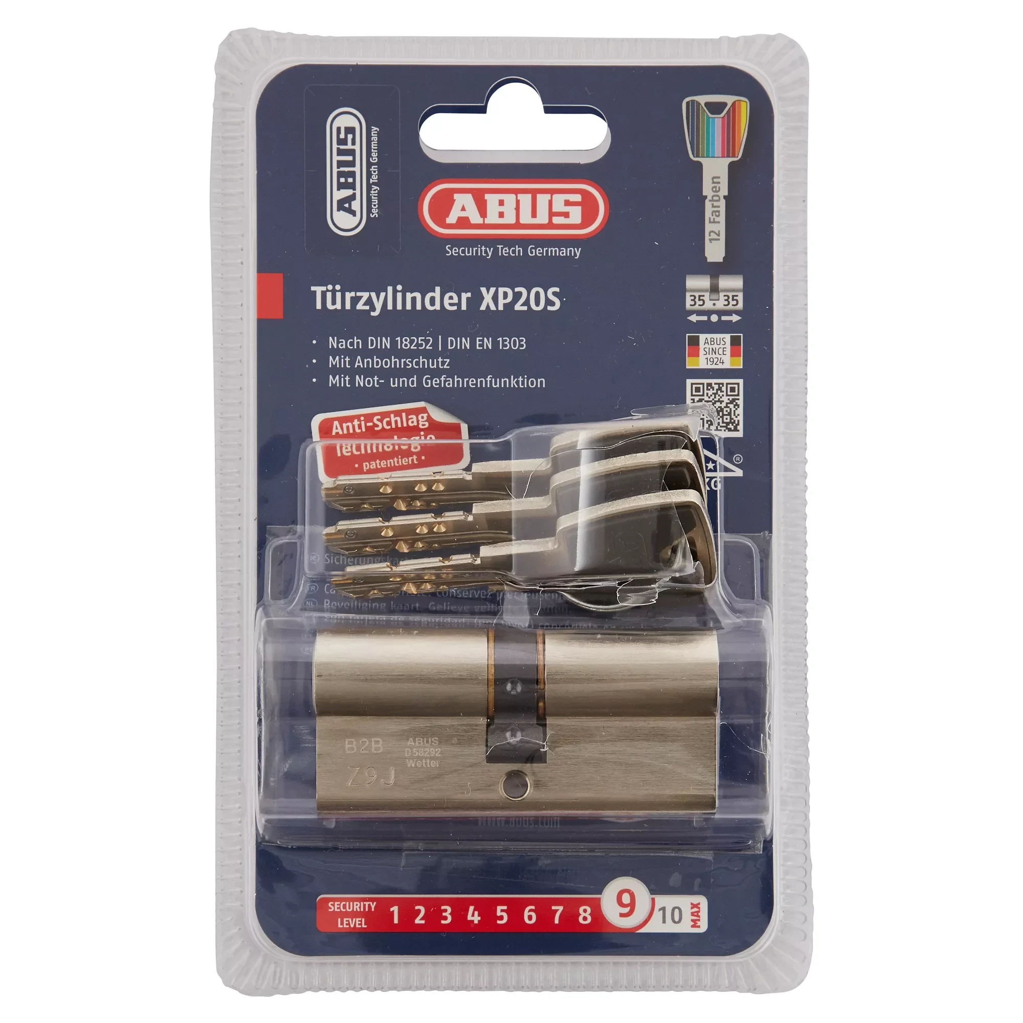 Abus XP20SN Profilzylinder 35/35 mm mit Sicherungskarte