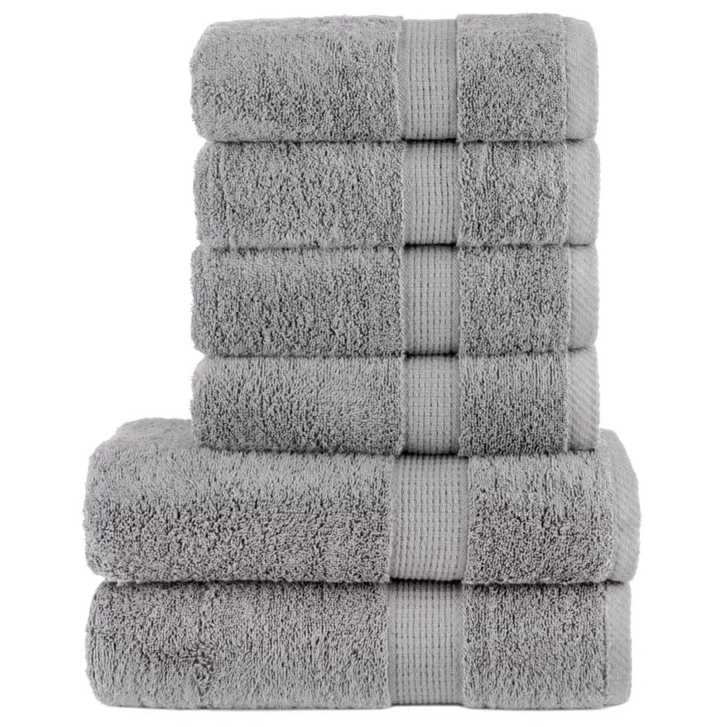 vidaXL Premium-Handtuch-Set 6-teilig Grau 600 g/m² Baumwolle