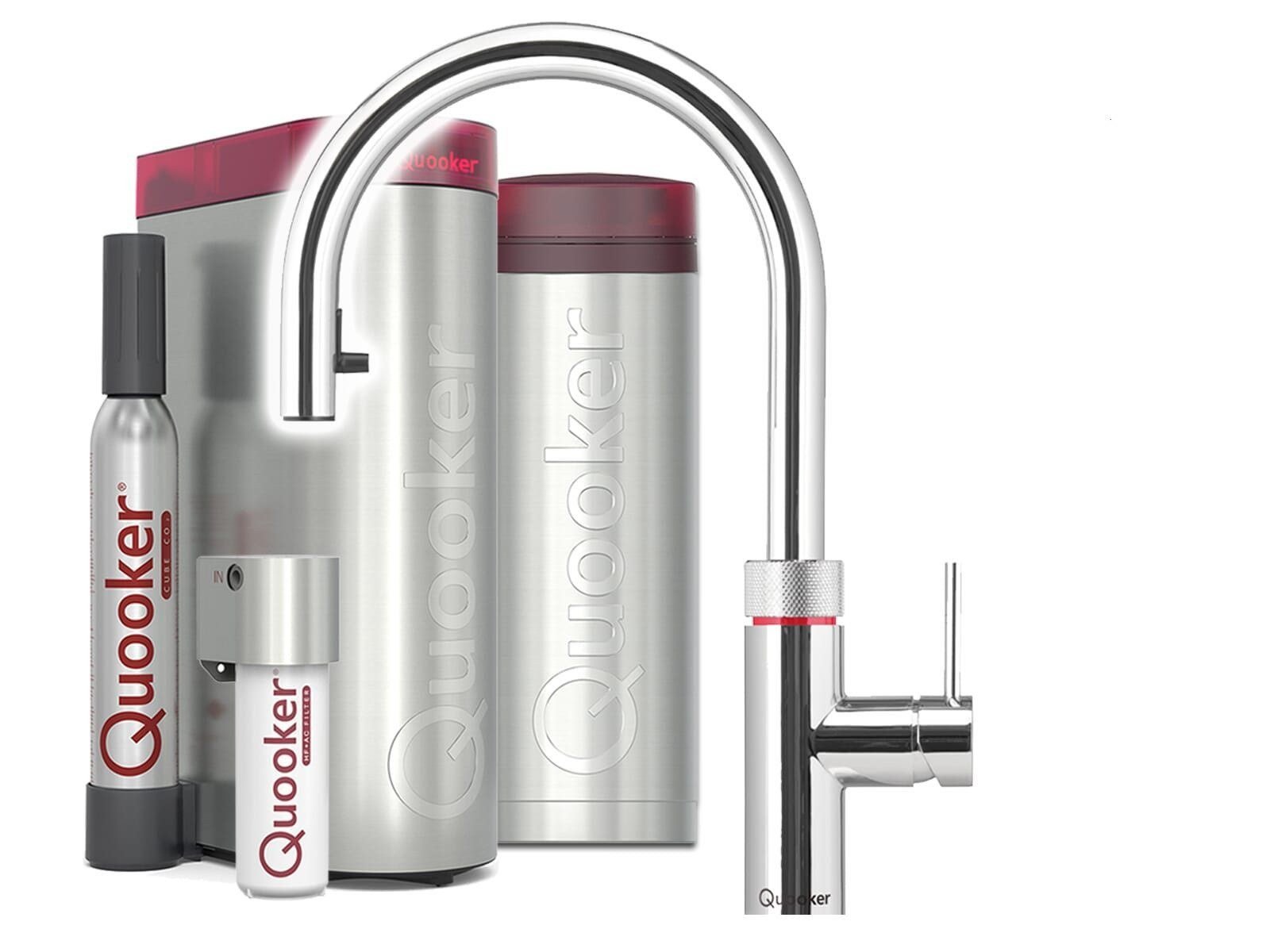 Quooker Flex Round PRO3 & Cube Kochendwasserhahn mit Cube-Filter-Starterpaket