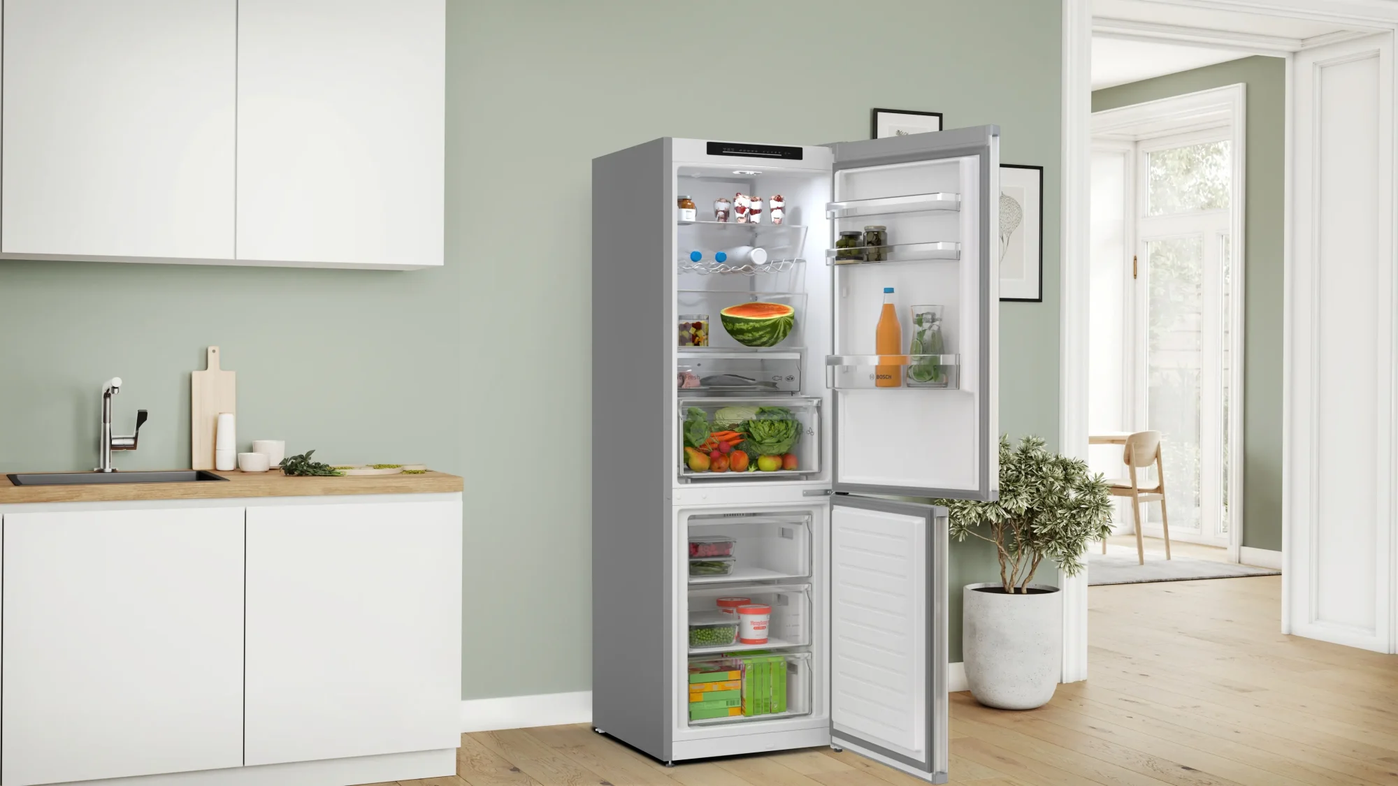 Bosch Serie 4 KGN362LAF Kühl-Gefrier-Kombination 321 l Metall-Optik