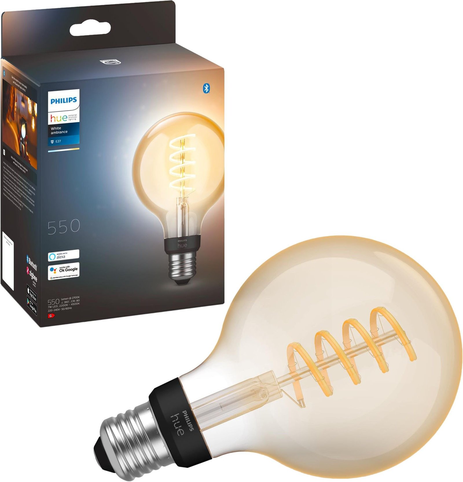 Philips Hue White Ambiance Filament Globe G93 E27 550 lm
